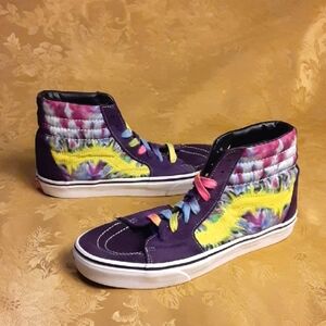 VANS  Sk8-Hi Mysterioso Tie-Dye Purple,Blue Neon,Yellow Men's 9.0 Women 10.5